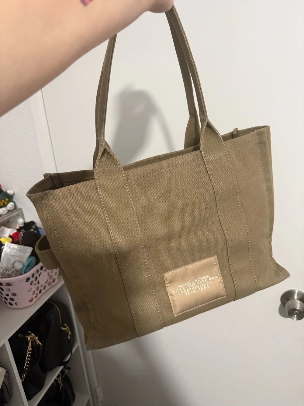 Marc Jacobs Canvas Tote Bag in Green with White Logo